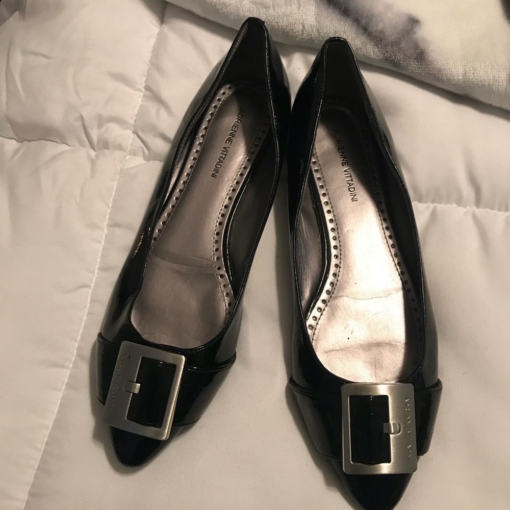 Adrienne Vittadini Pointed Patent Leather Flats